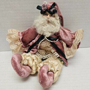 Katherines Collection Santa Pink Lace Jester Jingle Bells Pearls Folk Art Decor